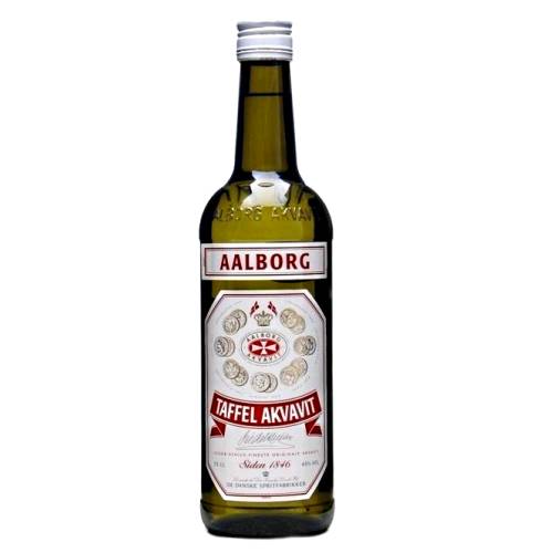 Aalborg Taffel Akvavit is a crystal clear Akvavit the best selling of the Aalborg range is flavoured with caraway.