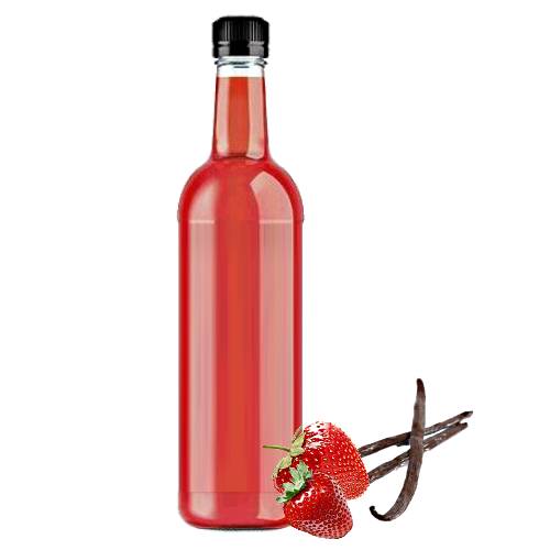 Ambrosia Syrup is made by mixing equal parts of vanilla syrup and strawberry syrup.