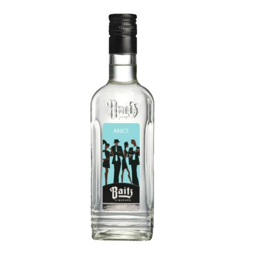 Anice Liqueur Baitz - Baitz Anice is an Aniseed flavoured liqueur relatively high in alcohol but low in sugar. The resulting product is dry and has a strong aniseed flavour. It is clear and colourless but turns cloudy when diluted water or other mixers are added.