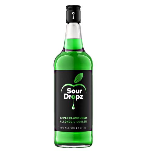Apple Liqueur Sour Dropz - Sour Dropz apple liqueur has a sourness and rich apple flavour and bright green color.