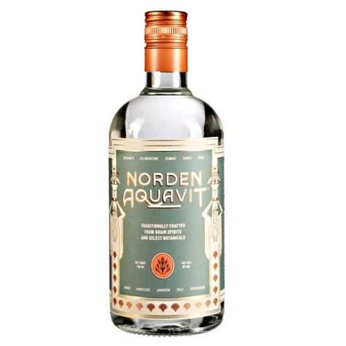 Aquavit Norden - Norden aquavit is made by infusing 10 botanicals in organic neutral spirits and are used are caraway clementine sumac orris sage anise angelica juniper dill and coriander.