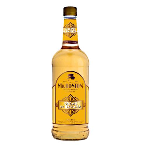Mr Boston banana cream liqueur with sweet low proof banana flavored liqueur used in tropical cocktails and also used in many desserts.