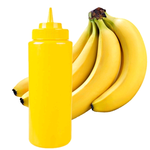 Banana flavor syrup with full banana flavour and bright yellow in color.