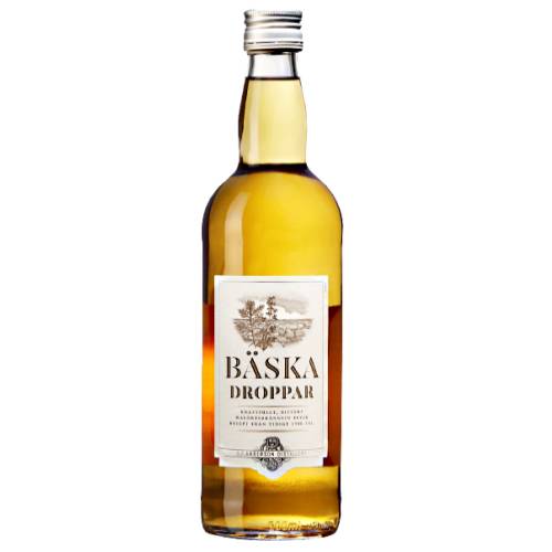 Bask Droppar is a akvavit type spirit wtth a wormwood glavour and bright yellow in color.