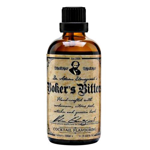 Bokers bitters made with ingredients were cassia cardamom and bitter orange peel and manufactured by the LJ Funke Company of New York City.