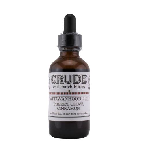 Crude Bitters is a variation of a classic aromatic with a tart cherry in the forefront and stone fruit silky and smooth with sharp bitterness and dark spice bite.