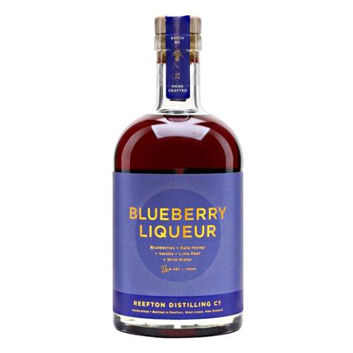 Reefton Distilling Co Blueberry Liqueur is a sweet and fruity blueberry liqueur from Reefton Distilling Co in Newzland made by infusing their Wild Rain spirit with local blueberries Rata honey vanilla and peel.