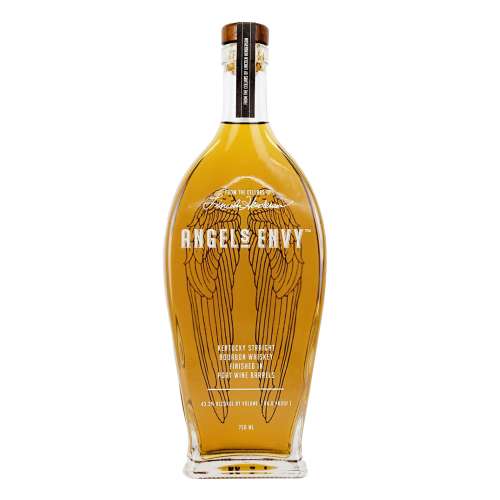 Angels Envy kentucky straight bourbon corn whiskey is matured for up to 6 years in charred oak barrels and finished in port wine barrels.