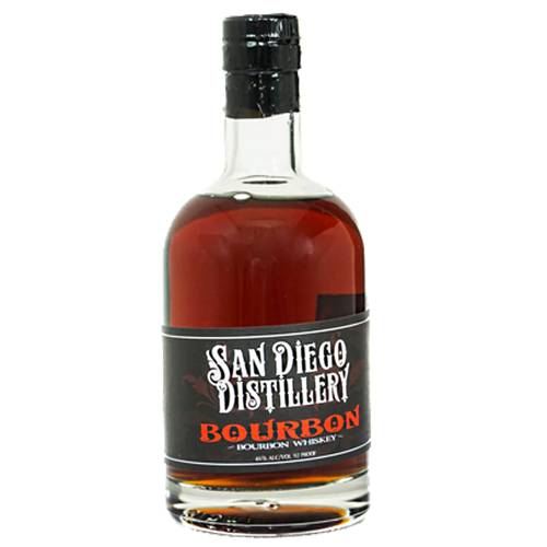 Bourbon San Diego - San Diego Bourbon made with corn mash and barley and hints of vanilla bean rose buds and caramel candy on the nose finishing with shades of resinous oak.