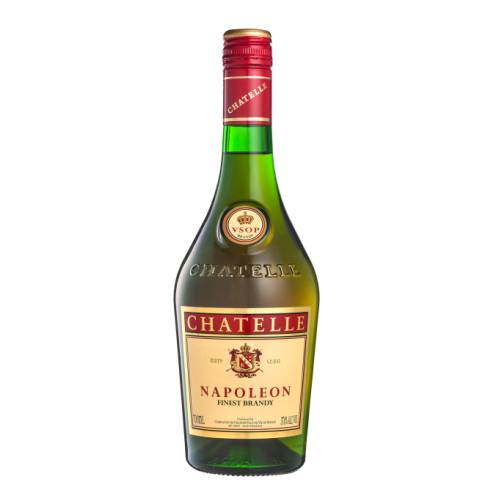 Brandy Chatelle Napoleon - Chatelle Napoleon VSOP brandy is aged in small oak barrels smooth premium brandy offers a generous medley of fruit spices and oak.