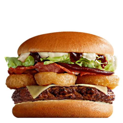 Burger Angus Aussie - Aussie Angus Burger built with angus beef with beetroot bacon BBQ sauce and crunchy golden onion rings.
