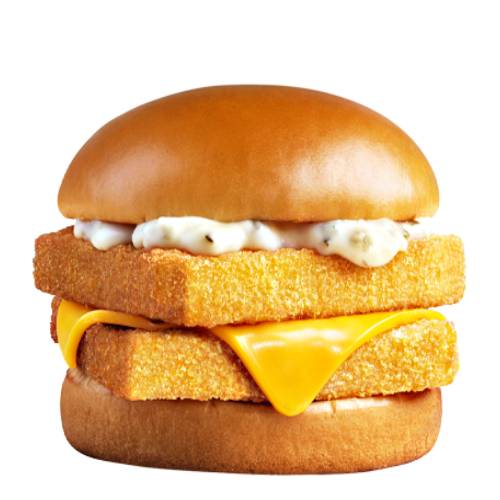 Burger Fish Double - Double fish burger is made with two tender fish and zesty tartar sauce and cheese on a warm bun.