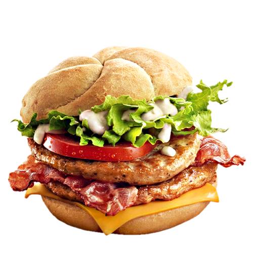 Burger Pork Double - Double Pork Burger with spices crispy bacon melted cheddar cheese fresh vegetables and mustard sauce.