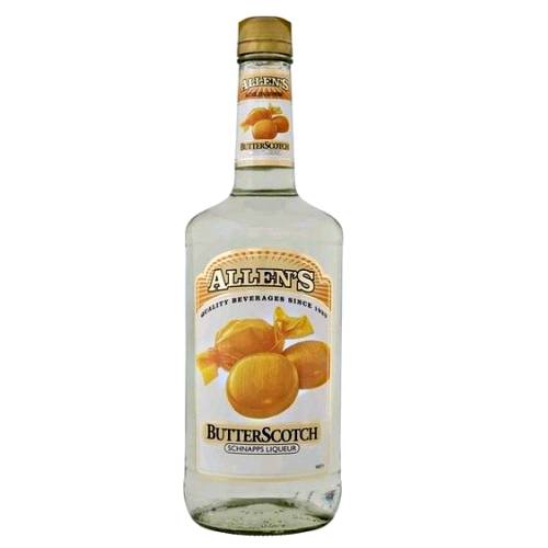 Butterscotch Liqueur Allens - Allens butterscotch liqueur with strong alcohol and clear in color.