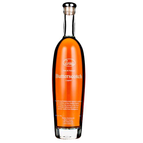 Zuidam butterscotch liqueur with rich brown color and sweet taste.