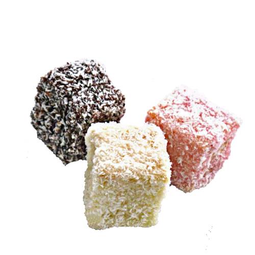 Cake Lamington - Lamington is a cake made from squares of butter cake or sponge cake coated in an outer layer sauce and rolled in desiccated coconut can also have layer of cream and or strawberry jam etc and can come in many flavours.