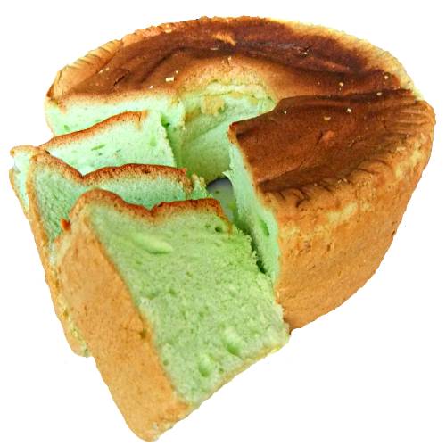 Cake Pandan is a light fluffy green coloured sponge cake flavoured with the juices of Pandanus amaryllifolius leaves and is also known as pandan chiffon.
