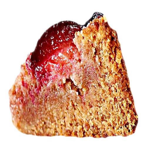 Plum Cake is made with flour with a rising agent egg protein and the strong flavour of plum then baked in oven until golden brown and well cooked.