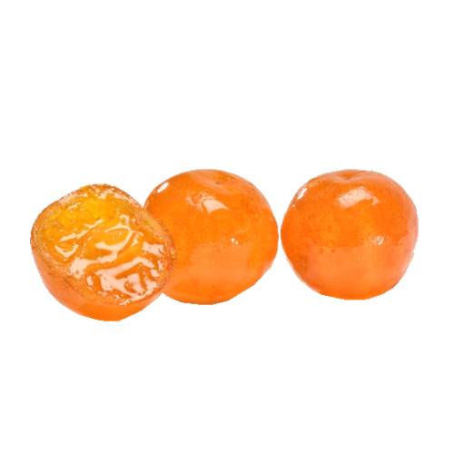 Clementine candied with sugar and dried also called crystallized clementine or glace clementine.