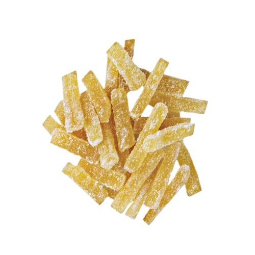Candied Ginger - Ginger dried and candied with sugar also called crystallized ginger or glace ginger.
