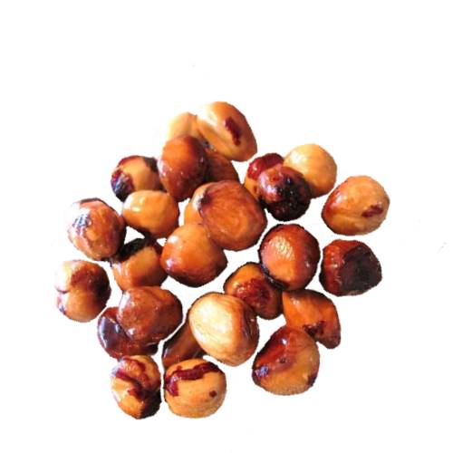 Candied Hazelnut - Candied hazelnut cleaned of shell and coated with a caramel sugar candy and toasted until sweet and brown.