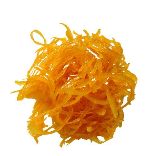 Candied sunrise lime peel zest made with sugar.