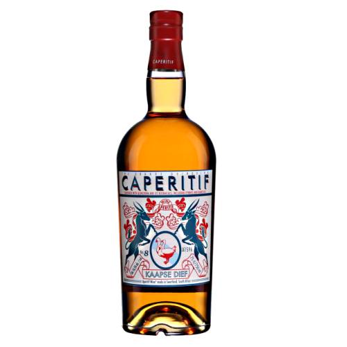 Caperitif - Caperitif is made from wine fortified by spirits gently sweetened with the sugars of the grape bittered by cinchona bark and flavoured with a selection of some 35 natural botanicals including Fynbos Kalmoes and Naartjie.