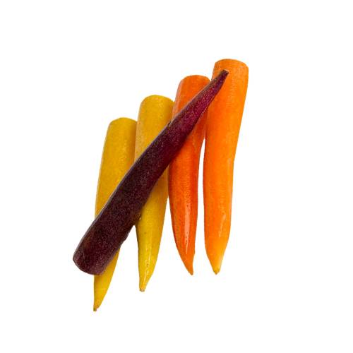 Baby carrot is a small sweet carrot picked when young and come in a range of colors.