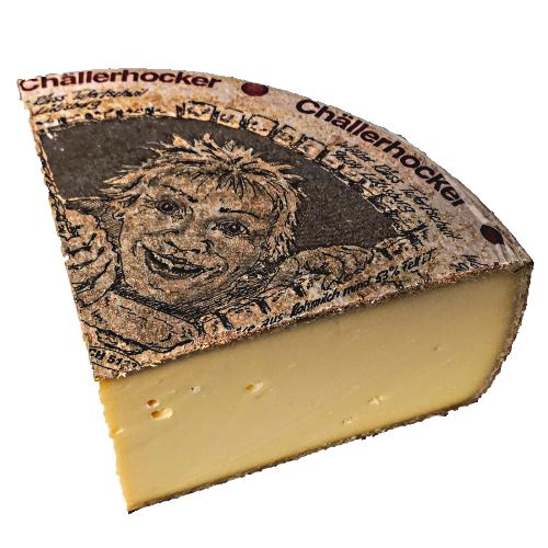 Challerhocker Cheese name means sitting in the cellar is a swiss semi hard smear ripened cheese produced in the town of Lutisburg in the Canton of St Gallen.