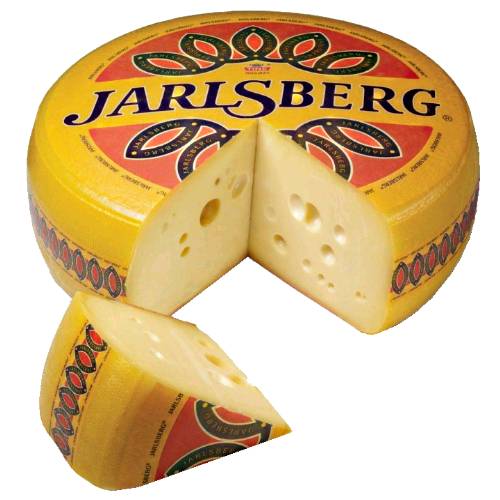 Cheese Jarlsberg - Jarlsberg Cheese is a Norwegian mild type cheese made from cows milk and it originates in the former countship of Jarlsberg and is named after Jarlsberg Manor.