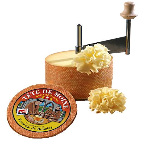 Tete de Moine Cheese is a Swiss cheese made from raw cows milk originating from the Jura region.