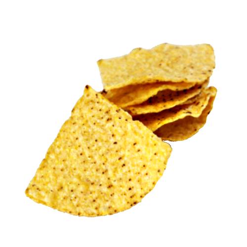 Corn Chips are made by cooking corn into a crispy chip and a bright yellow in color.