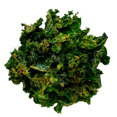 Kale Chips is made with ripe sweet kale dried by frying or baking into chips.