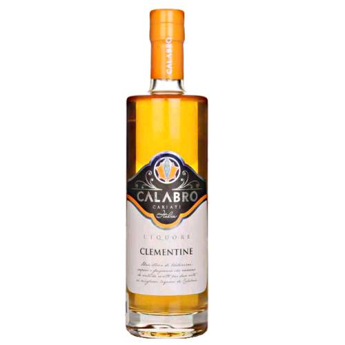 Calabro Clementine Liqueur is a bright sweet orange citrus with oilier citrus peel appearing alongside.