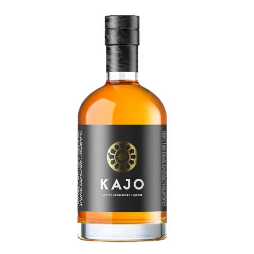 Kajo Arctic Cloudberry Liqueur with a warm golden yellow color.