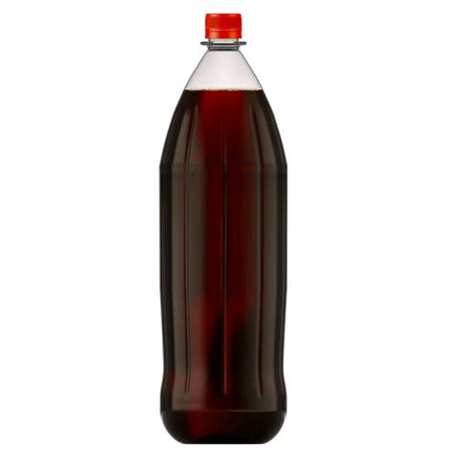 Cola flavoured soda sweet in taste and strong cola flavour with calories of sugar and comes in dark colors.