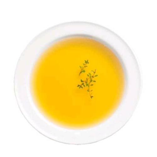 Salmon consomme is a clarified salmon fish stock with egg whites to remove fat and sediment to make a clear liquid.