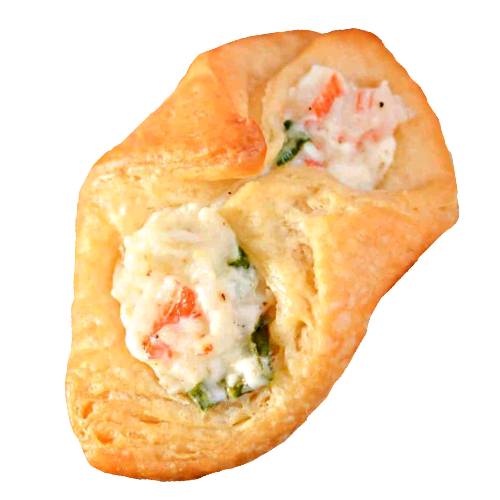 Crabby Snack are cheese and crab mixtures that are baked or broiled on a pastry.