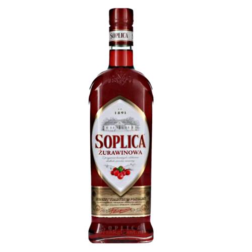 Soplica Cranberry Liqueur made with a blend of grain rye spirit and wheat cranberry liqueur also contains juicy cranberries ripened in sunny Polish orchards and sweet aroma with a well balanced soft velvety texture and a subtle taste of sweet juicy cranberries.
