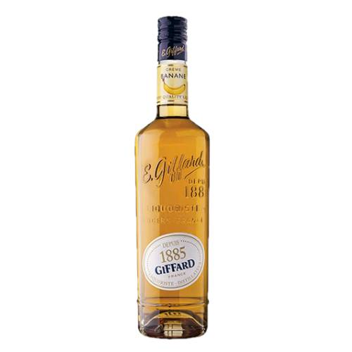 Giffard Creme de Banane made from infusion of bananas and amber in coloured.