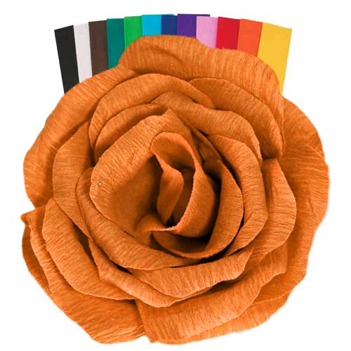 Orange Crepe Paper Rose is a paper made rose that is folded from using orange paper into its shape.