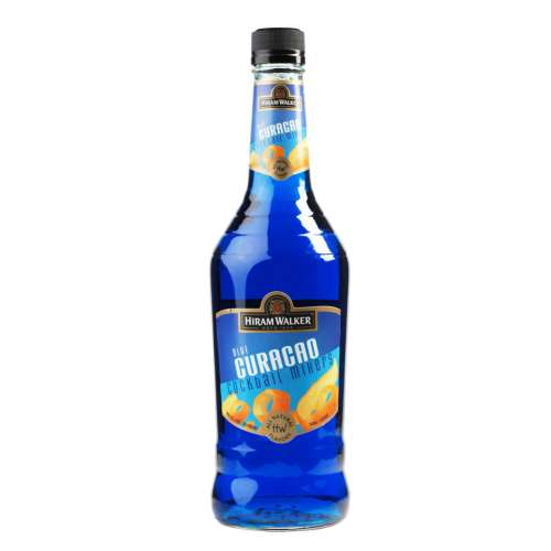 Curacao Blue Hiram Walker - Curacao is a liqueur flavoured with the citrus of the Laraha fruit grown on the island of Curacao.