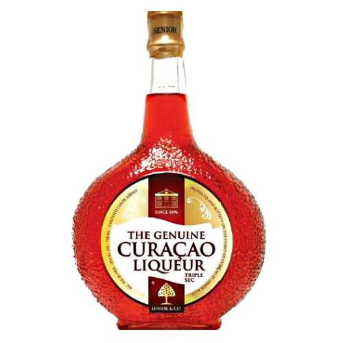 Curacao Red Senior Co senior and co red curacao is made with the peels of the genuine laraha oranges with a bright red color.