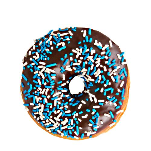 Doughnut blueberry is a type of food made from leavened fried dough and flavoured with blueberries.
