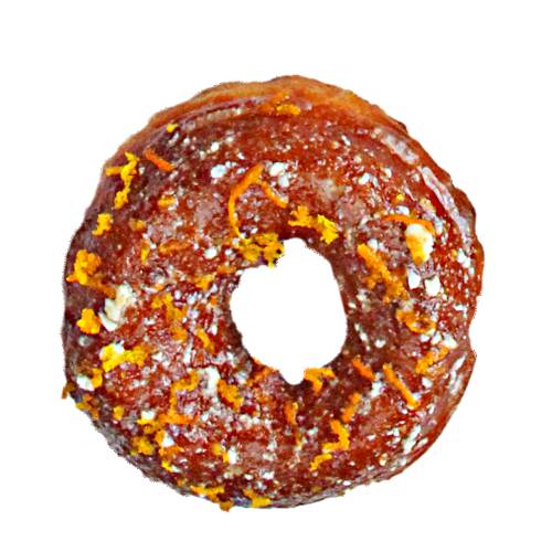 Doughnut Mandarin - Mandarin doughnut made with mandarine zest and coated with a think mandarin juice marmalade.