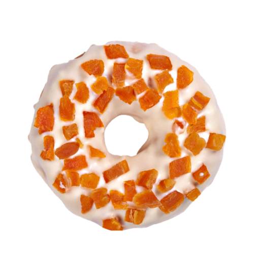 Mango doughnut flavored with rich mango juice and coated with dried mango flesh.