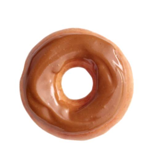 Maple doughnut made from leavened fried dough into a ring and coated with maple glaze.