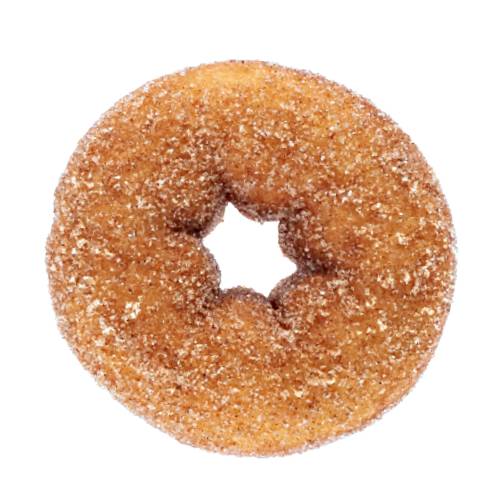 Nutmeg doughnut deepfied and coated with sugar and grated nutmeg.