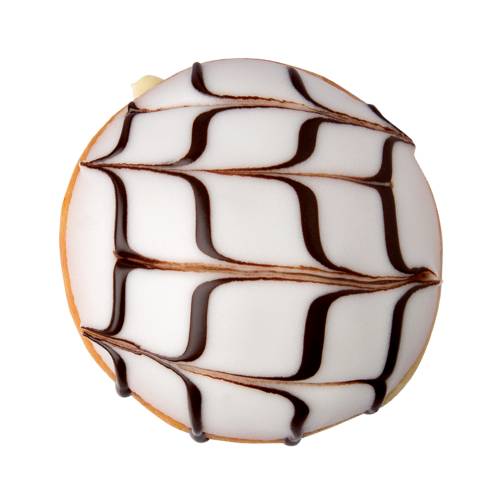 Stuffed vanilla custard doughnut is made from flour dough deep fried and injected with vanilla custard.