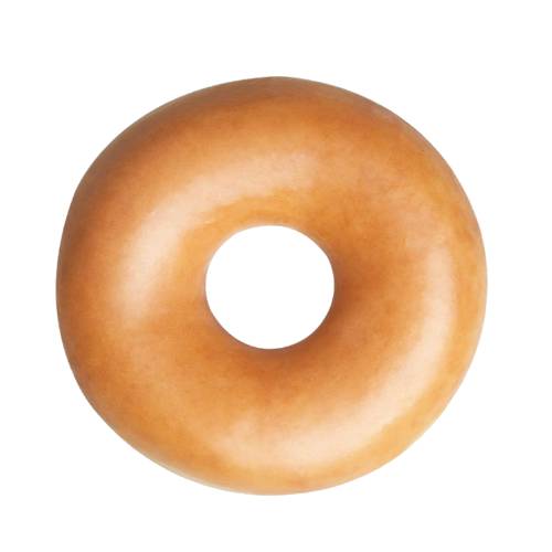 Vanilla doughnut made from flour dough with vanilla bean fried into a ring and lightly glazed with a vanilla translucent coating.